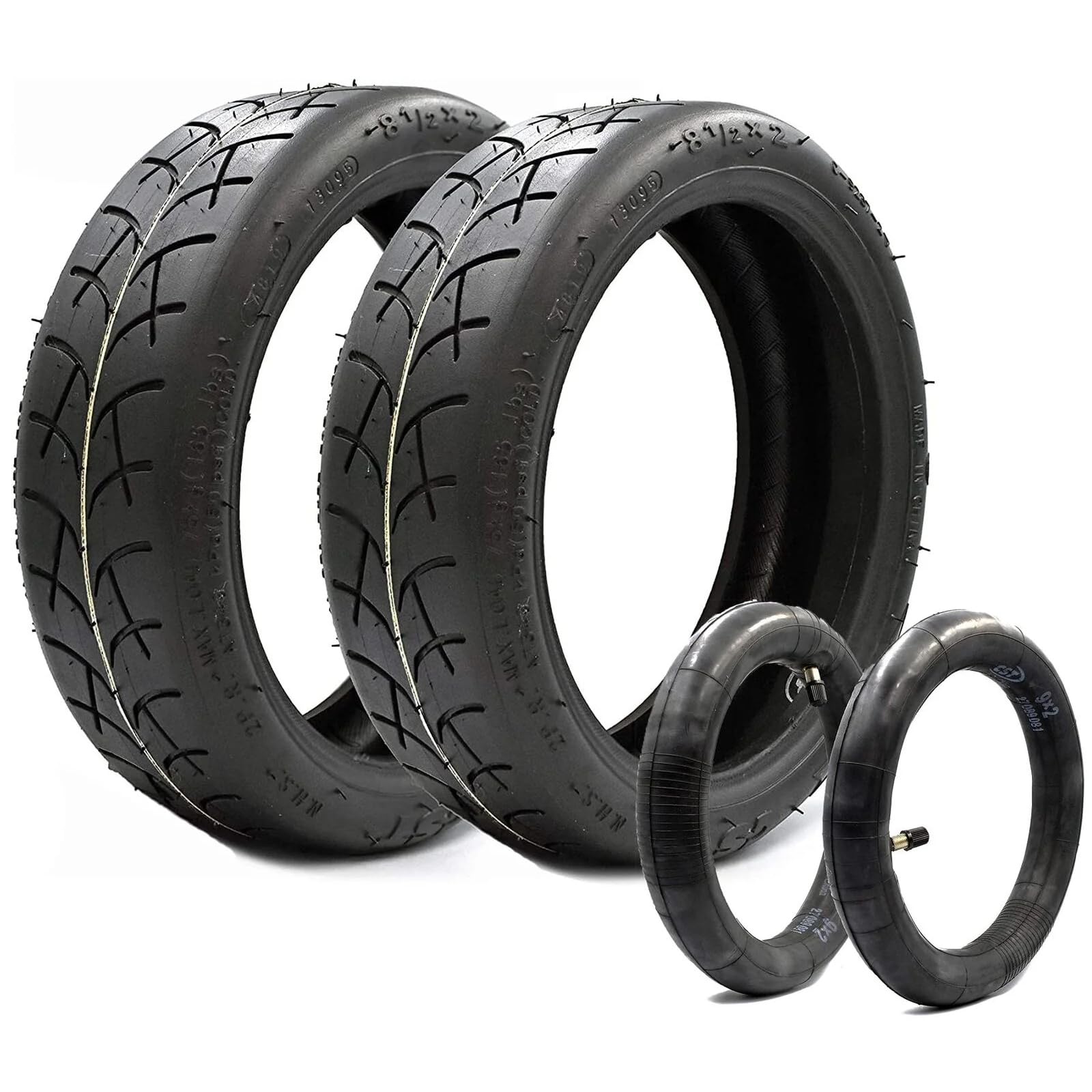 myBESTscooter - Rubber Pneumatic Tyre For Xiaomi M365 1S Essential Pro 2 Model 3 Electric Scooter, 8.5 inch Replacement Tire With Lever (2 Tires)