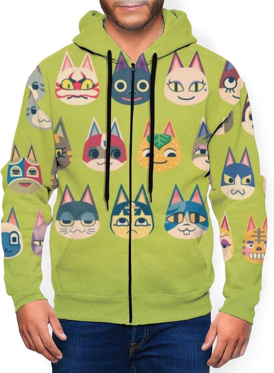 Animal Crossing Men's Hoodie with Zip Pocket Hoodies Casual Sports Coat