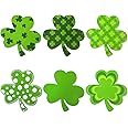 DIYASY 48 Pcs St. Patrick's Day Cut-Outs, Shamrock Clover Cut Paper Green Lucky Decor with 80 Pcs Glue Points for Classroom Bulletin Board Home Wall Decoration