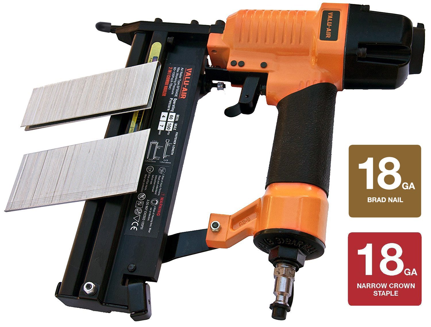 ValuAir SF5040 2" 18 Gauge 2 in 1 Brad Nailer and Stapler with Carrying Case eBay