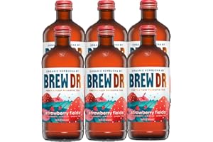 GEE GADGETS BREW DR Organic Kombucha, Tasty and Frizz Probiotic Tea, 14 Fl - Oz USDA Organic-Gluten-Free (14 Fl OZ, Strawberry Fields)