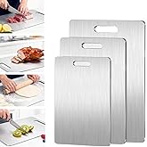 3 Pack Stainless Steel Cutting Board Cutting Boards for Kitchen13x9" 11.8x7.87" 9.4x5.9" Upgrade Double Sided Board, Thick Cutting Board for Home Kitchen Cooking