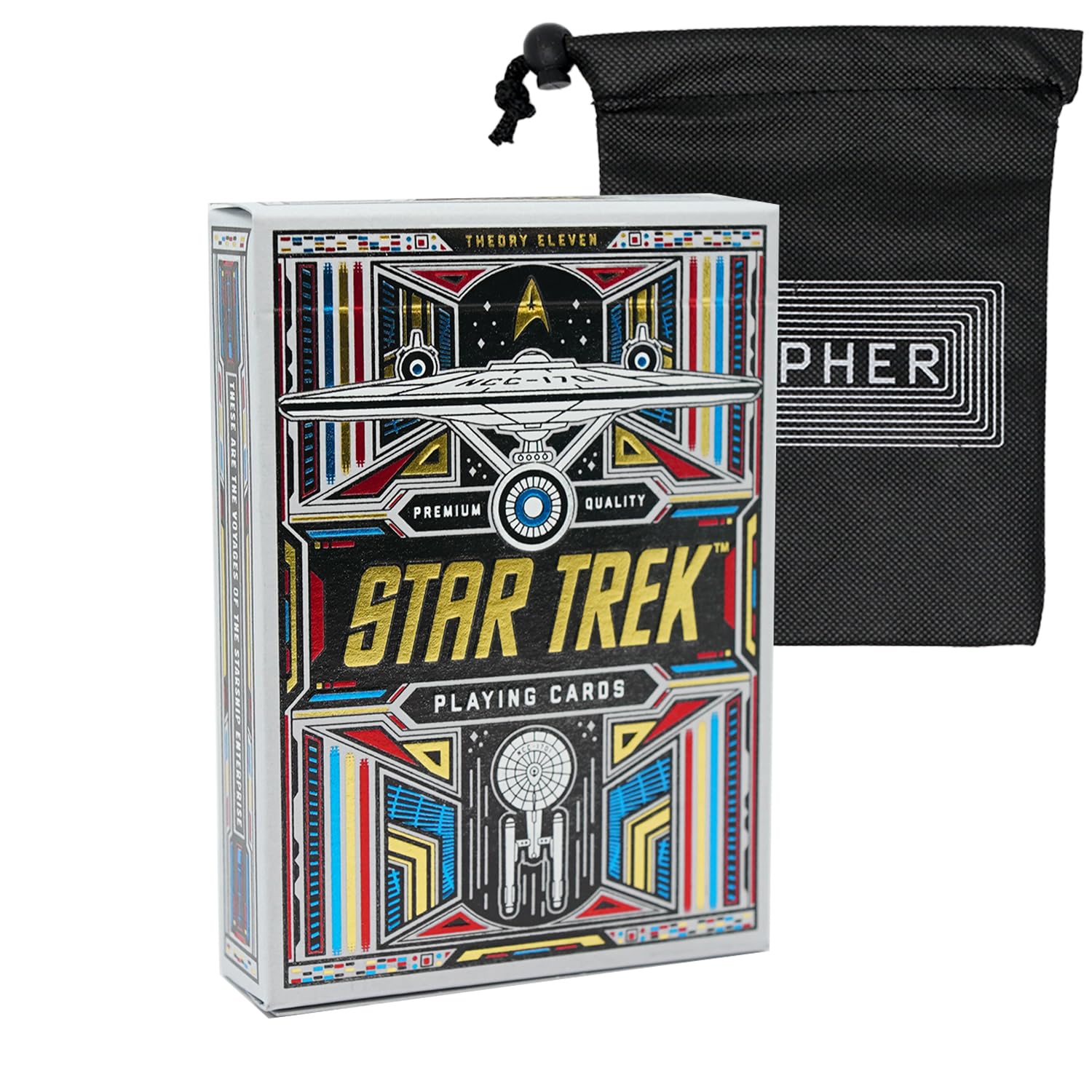 Theory 11 Star Trek Playing Cards - Premium Deck - Includes Cipher Playing Cards Bag (Light)