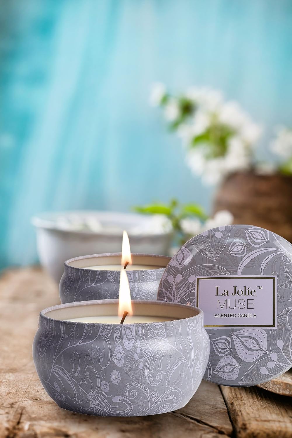 Aromatherapy Scented Candles - Blue Lotus Essential Oil Stress Relief Soy Candles,6.5 Oz Natural Soy Wax Travel Tin Relaxing Candle for Bath Spa Meditation, Relaxation Gift for Christmas: Home & Kitchen