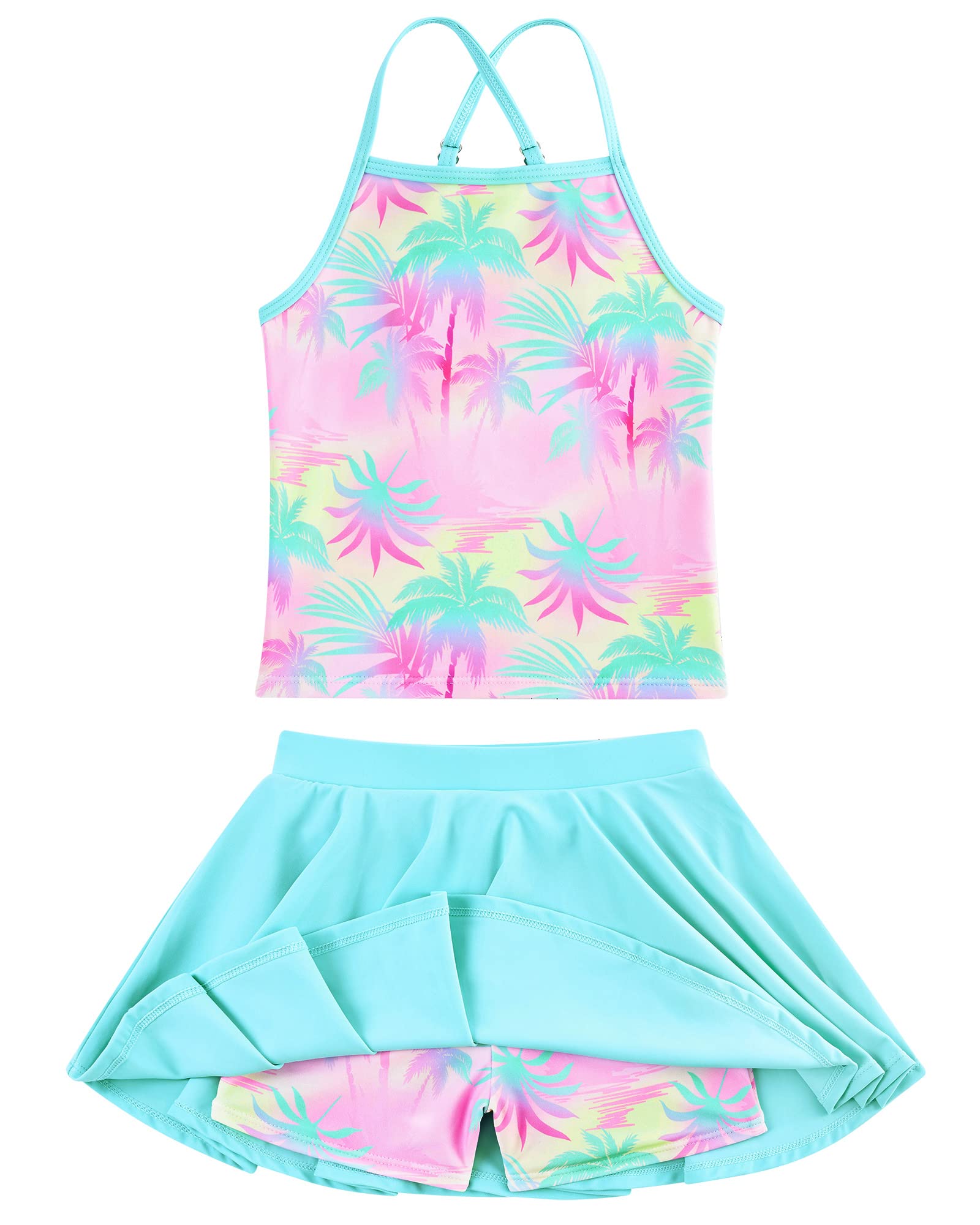 Photo 1 of Toddler Girl Swimsuit 3t 4t Tankini Palm Tree Bathing Suit Adjustable Strap Beach Swimwear