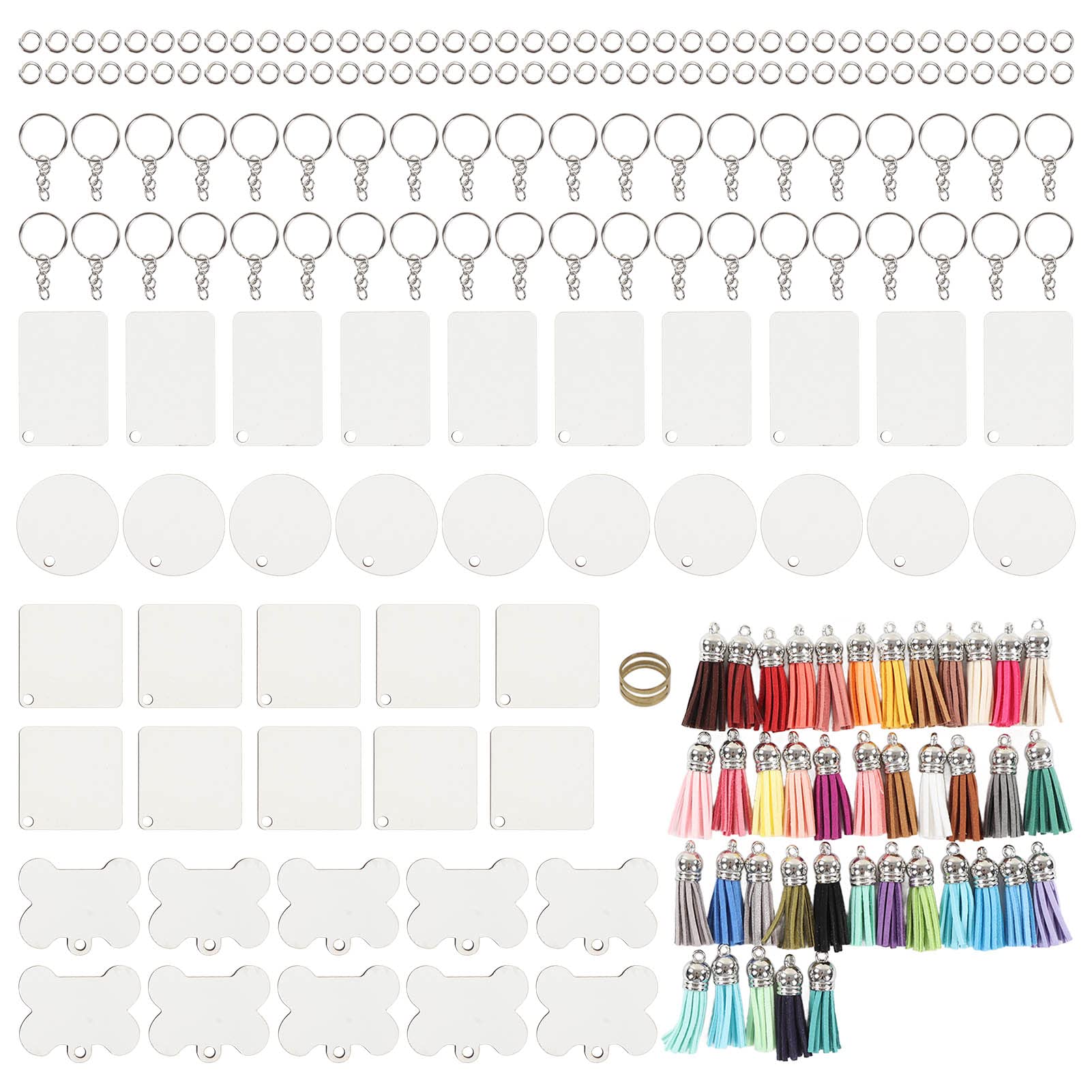 Sublimation Keychain Blanks 201Pcs Mdf Double Sided Acrylic Keychain Blanks Keyring Handicrafts Sided Two Sided Parts Accessories