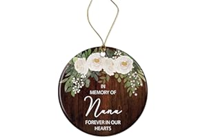 OWINGSDESIGNSPERFECT In Memory of Nana - Forever in Our Hearts - Angel Loving Memorial Ornament - Ceramic, Printed on Both Sides