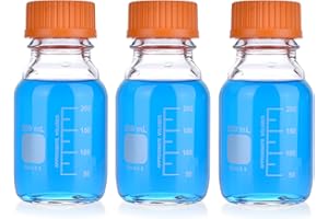 Kestun 3 Pack 250ml Round Media Bottles,Graduated Storage Bottle,Borosilicate 3.3 Glass Bottle with GL45 Screw Cap