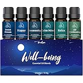 Essential Oil Blends Set, Aromtopia Essential Oils for Diffusers for Home, Well-Being Diffuser Oil Kit- 6x10ml, Relax, Happy, Calm Mind, Sweet Dream and More, for Aromatherapy, Candle Making, Massage
