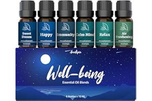 Essential Oil Blends, Aromtopia Essential Oils for Diffusers for Home, Well-Being Diffuser Oil Kit- Relax, Happy, Calm Mind, 