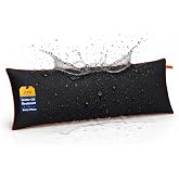 ZonLi Spill and Stain Repellent Body Pillow for Adult Side Sleepers, Black | Memory Foam Insert Long Body Pillow with Orange Piping &amp; Woven Hanging Loop, 20 x 54 Inch