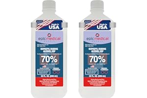 Epic Medical Supply Isopropyl Rubbing Alcohol 70% USP, 32 oz. Bottle, Multipurpose First Aid Antiseptic for Minor Wounds, Cuts, and Scrapes (32.00 Fl Oz Pack of 2)