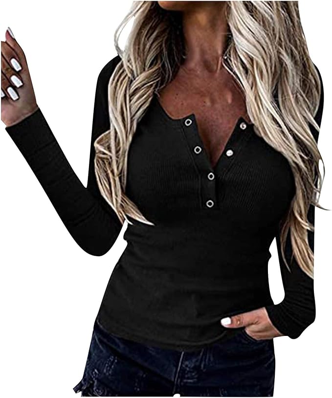 Aliexpress.com : Buy Women Knitted T Shirt Sexy Long Sleeve V Neck Buttun Low Cut Autumn Casual 
