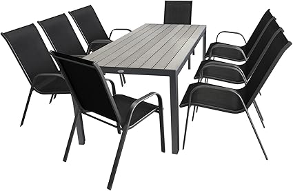 9 Piezas Jardín y Patio Juego de Mesa Aluminio y polywood Mesa 81 x 35