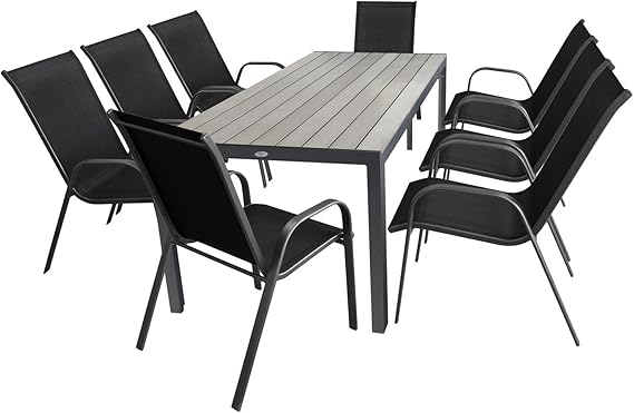 9 Piezas Jardín y Patio Juego de Mesa Aluminio y polywood Mesa 81 x 35