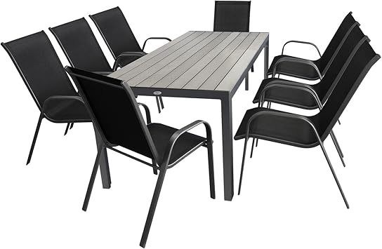 9 Piezas Jardín y Patio Juego de Mesa Aluminio y polywood Mesa 81 x 35