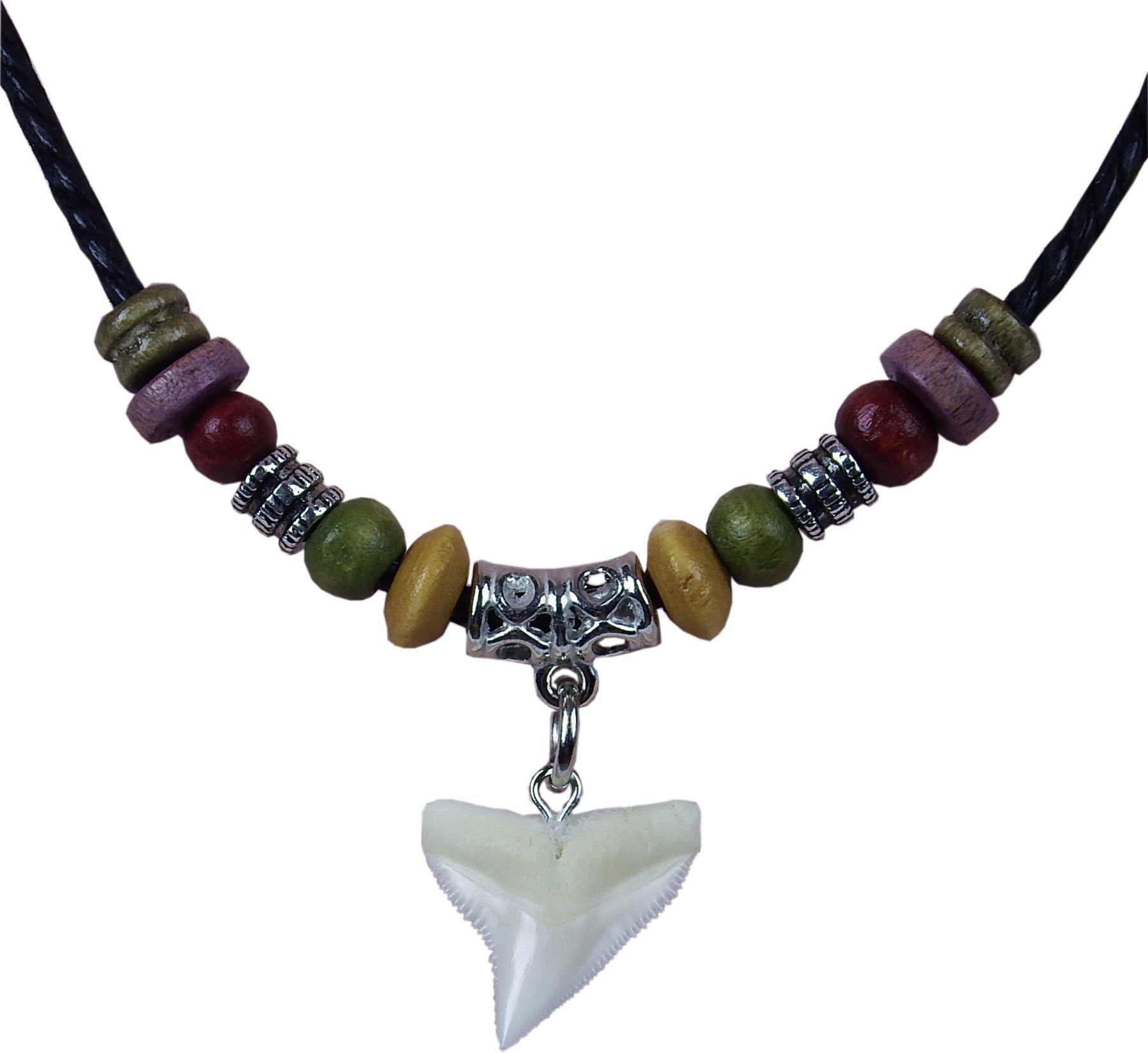 GemShark Real Bull Shark Tooth Necklace - Boy Girl Unisex - Hawaiian Beach Surfer Pendant