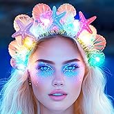 GORTIN Light Up Mermaid Headband LED Glow Starfish Headbands Seashell Headpiece Costume Hair Accessories for Women