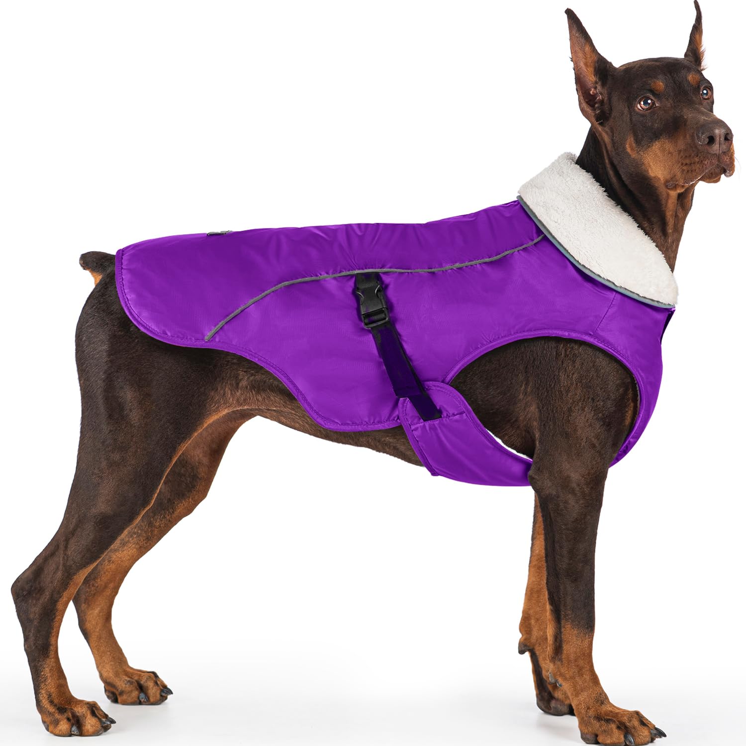 EMUST Dog Winter Coat, Thick Windproof Pet Jacket Winter, Pet Cold Weather Coats for Small/Medium/Large Dog, Purple, XXL Image