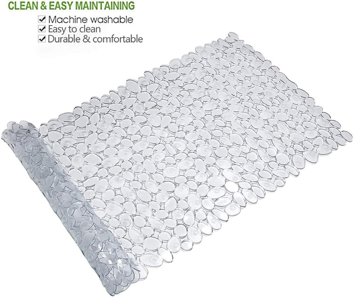 SONGZIMING Pebble Bath Mat for Bathtub to Anti Slip Bathtub Mat in Shower with 16 Inches by 35 Inches (Clear): Home & Kitchen