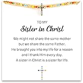 STORYJEWELLERY Sister in Christ Bracelet, Friendship Gifts for Women, Friend Birthday Gifts, Friendship Bracelets, Cross Bracelets, Religious & Christian Gift for Women, BFF Gift