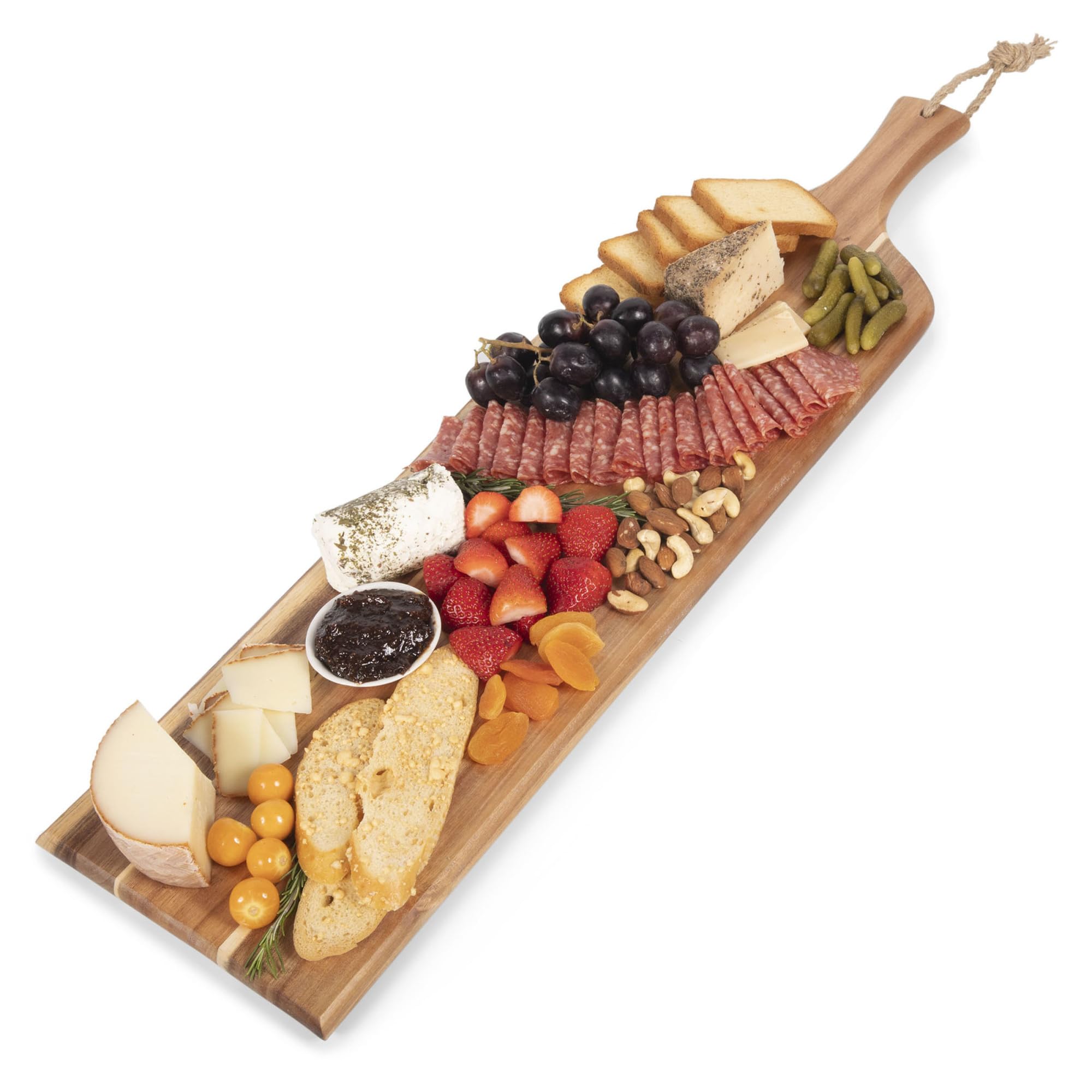 PICNIC TIME Artisan 30" Acacia Charcuterie Board with Raw Wood Edge, Wooden Cutting Board with Handle, All-Purpose Serving Platter, Decorative and Reversible Serving Plank (Acacia Wood) Image