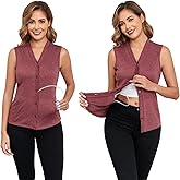 Soanhoo Women's Mastectomy Shirts with Drain Pockets Button Front Tank Tops Breast Cancer Shirt Post Mastectomy Must Haves
