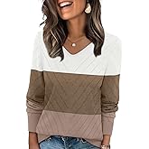 WIHOLL Sweaters for Women V Neck Casual Knit Long Sleeve Tops Lightweight Pullover Clothes Fall Fashion Outfits 2026