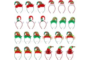 Ceenna 24 Pcs Christmas Headbands Bulk Elf Hat Hair Hoop 3D Xmas Tree Reindeer Antler Christmas Headwear for Women Men