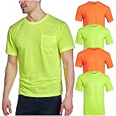 Bass Creek Outfitters Mens High Vis Shirts - 4 Pack Short Sleeve Safety Workwear High Visibility Shirts for Men (S-3XL)