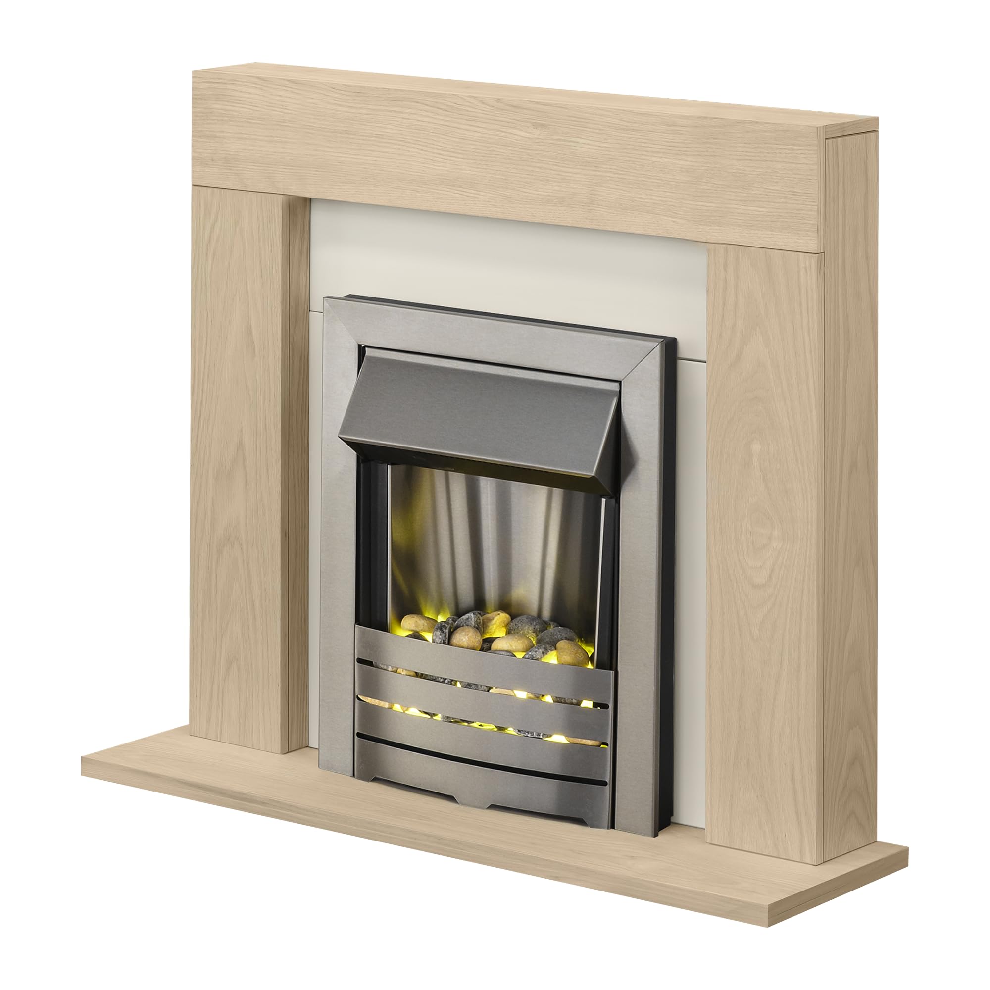 Adam Malmo Electric Fireplace Suite Oak with Helios Electric Fire, 2000 Watt