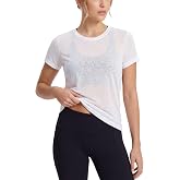 Sexy Basics Women's Crew Short Sleeve Tops | Semi Sheer Slub Burnout Fabric Workout T Shirts | Multi Packs &amp; Colors