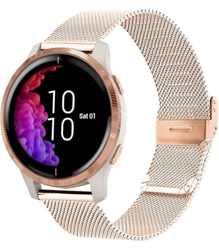 Metal Strap For Garmin Vivomove 3/HR/LUXE/Sport/Trend - 20mm Stainless Steel Bracelet Replacement Band With Enhanced Magnet (Black - View #2