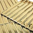 Diflart Beveled Mirror Backsplash Tiles for Kitchen, Gold Strip, 12x12 Inch, Mirror TIile for Bathroom Wall (5 Sheets,5 Sq.ft)