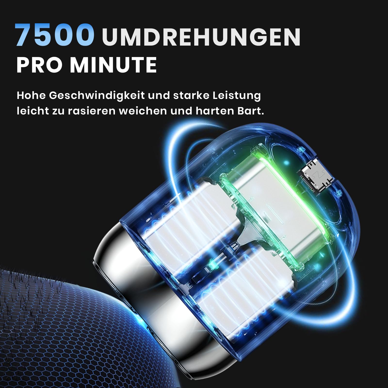 2025 Neu Tragbarer Mini Rasierer Elektrischer, IPX7 Wasserdichter Multifunktionaler Mini Trockenrasierer Herren Elektrisch, Kapsel Rasierer Zakscheerapparaat, Tiefenreinigung Shaver Men (Blau) 3