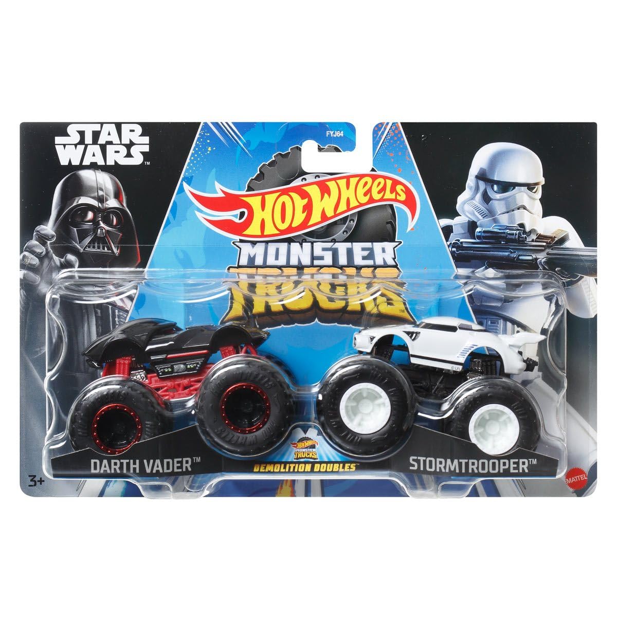 Hot Wheels Monster Trucks Demolition Doubles - Metal Cars 1/64 - Darth Vader Vs Stormtrooper