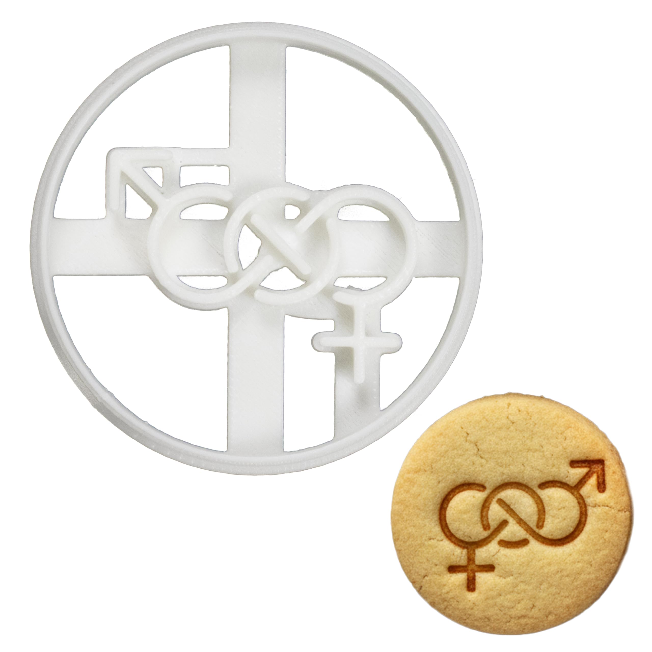 BAKERLOGY Bisexual Symbol Cookie Cutter - Detailed Biscuit Cutter Design for Baking and Crafts, Ideal on Fondant, Dough, Clay