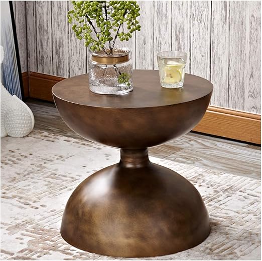 Lzg Small Round Fiberglass Side Table Hourglass Design Matte