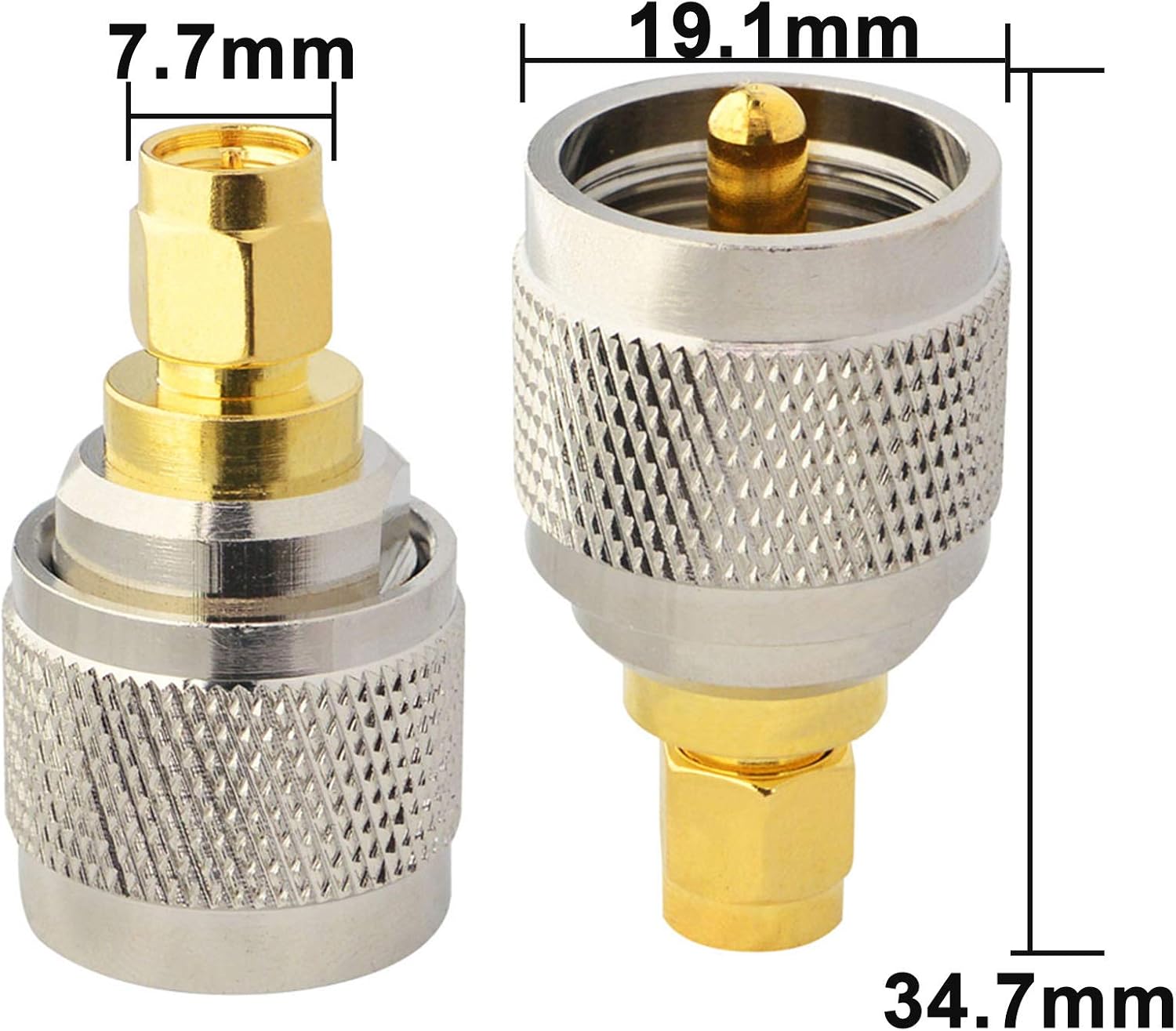 Boobrie SMA to PL259 Adapter SMA Male to UHF Male Coaxial Connector SMA to UHF Low Loss SMA to UHF Male Coax Adapter SMA to PL259 Adapter for Walkie Talkie Antennas Broadcast Radios WiFi Pack of 2 - Image 3