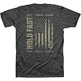 Kerusso Hold Fast Men's Crewneck Short Sleeve T-Shirt with Back Graphic Cotton and Polyester Duty and Honor Dark Gray Heather