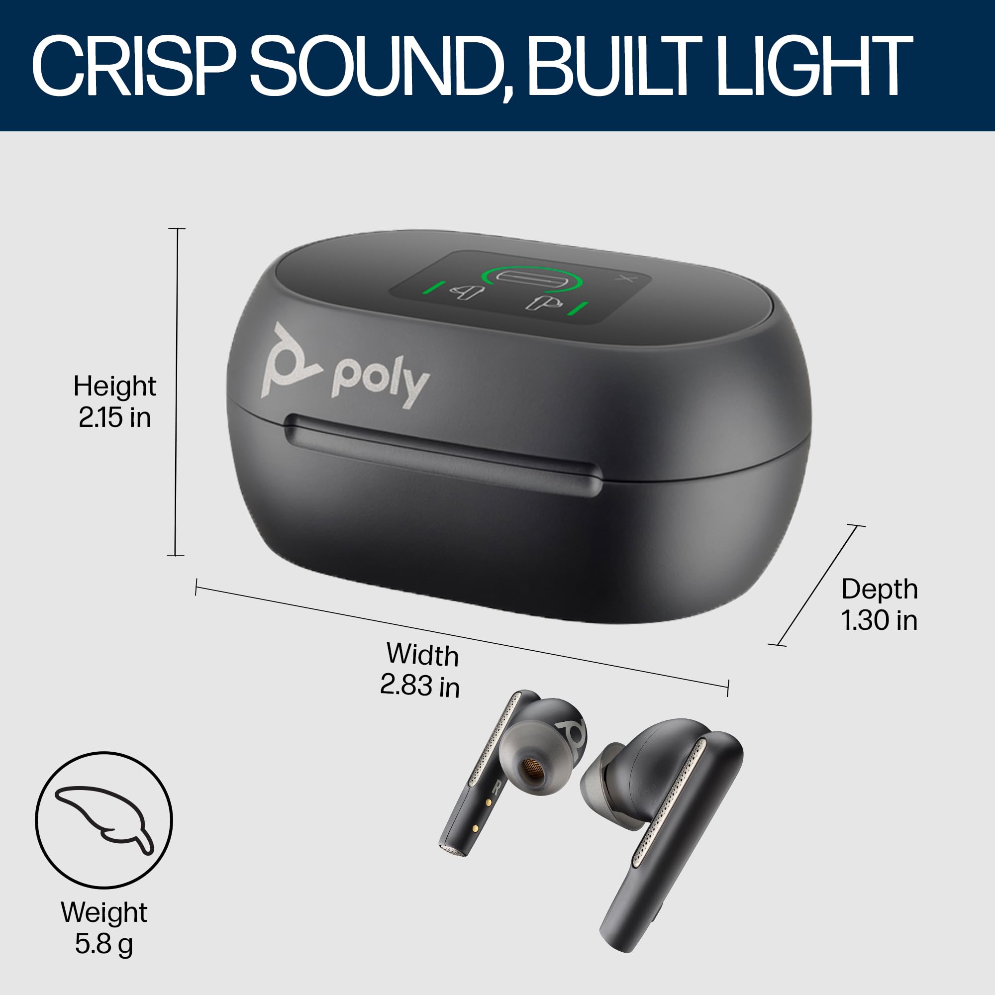 Poly Voyager Free 60+ UC True Wireless Earbuds (Plantronics) – Noise-Canceling Mics for Clear Calls – ANC – Smart Charge Case w/Touch Controls–Works w/iPhone,Android,PC/Mac,Zoom,Teams–Amazon Exclusive