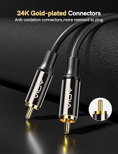 VIOY Coaxial Digital Audio Cable (15 FT), Subwoofer Cable RCA Male