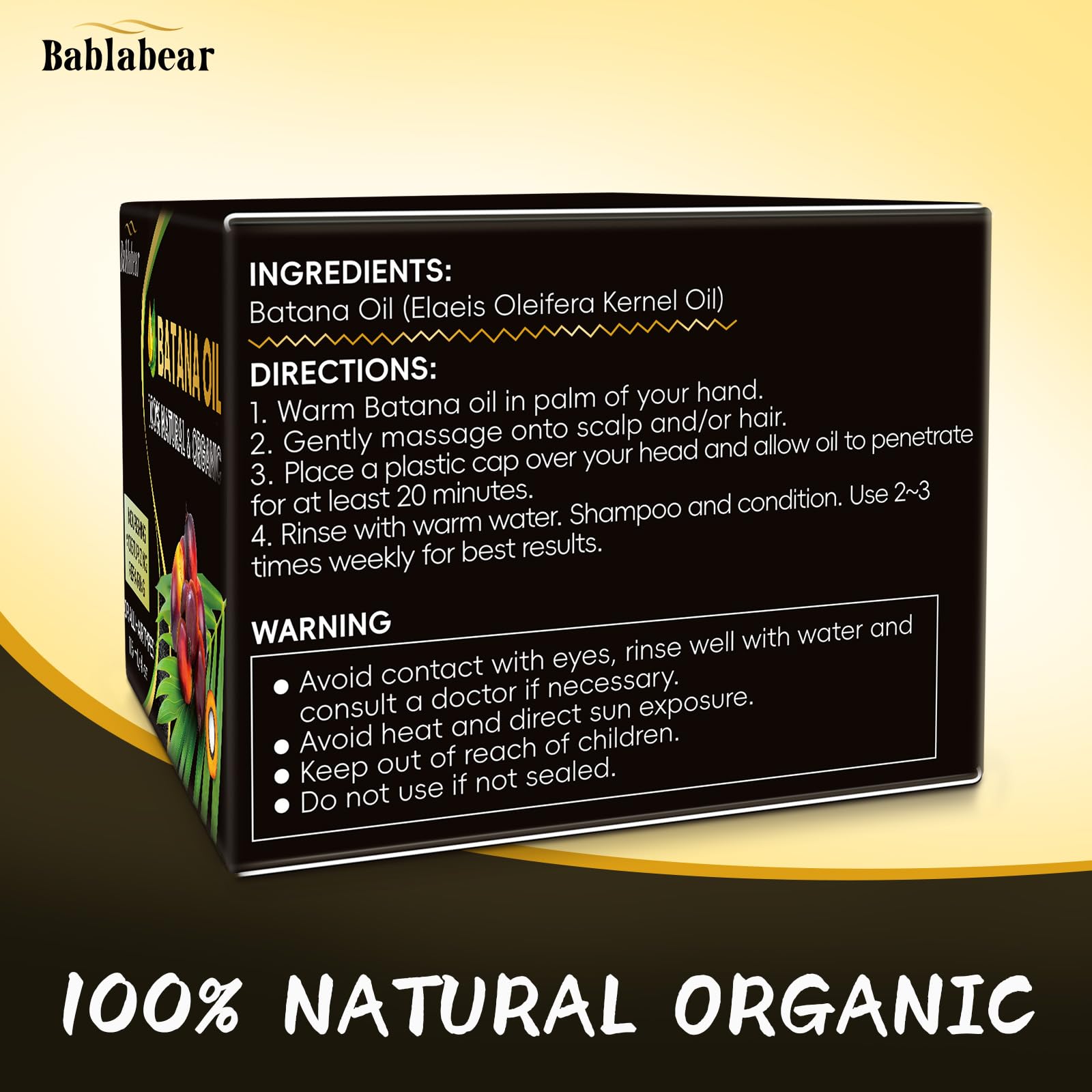 Batana Oil for Hair Growth,Natural Organic Hair Oil Repairs Damaged Hair,Enhances Hair Thickness,Eliminates Split Ends,Prevents Loss for Men & Women.
