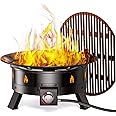 Ciays Large Propane Fire Pit 19 Inch, Gas Fire Pit with Grill Grate, Folding Legs, Hose Hooks, Propane Tank Holder, Cover & Carry Strap, CSA Certified Portable Outdoor Fire Pit for Camping, 58,000 BTU