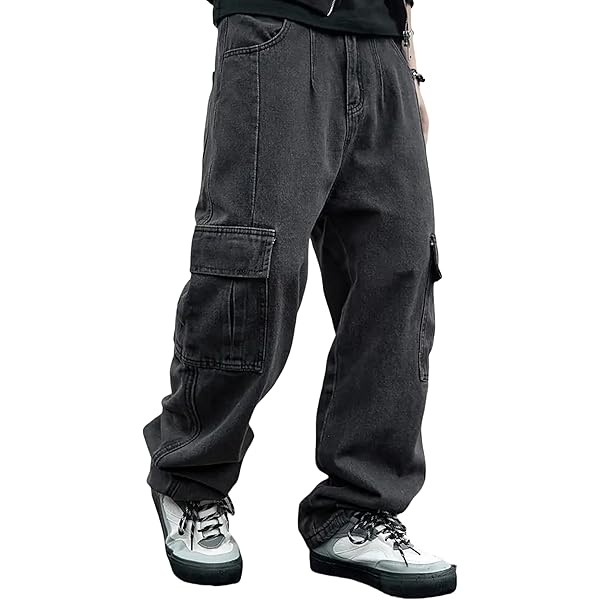 Amazon.com: Men Denim Pants Hand-Painted Pleated Pocket Cargo