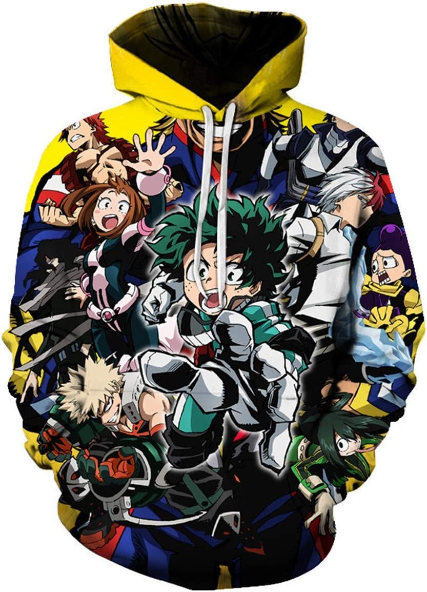 Niceda Men My Hero Academia Boku No Hero Print Pullover Hoodie Sweatshirt Long Sleeves Pullover Tops