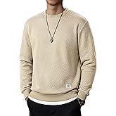 Dokotoo Men Men's Fleece Winter Fall Crewneck Pullover Casual Sweatshirts Warm Geometric Texture Long Sleeve Sweater