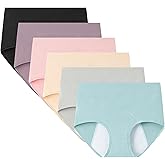 ZJHTK High Waist Incontinence Underwear for Women, Cotton Incontinence Protective Briefs, Washable Ladies Panties, 6pcs,Multi Colored,3XL