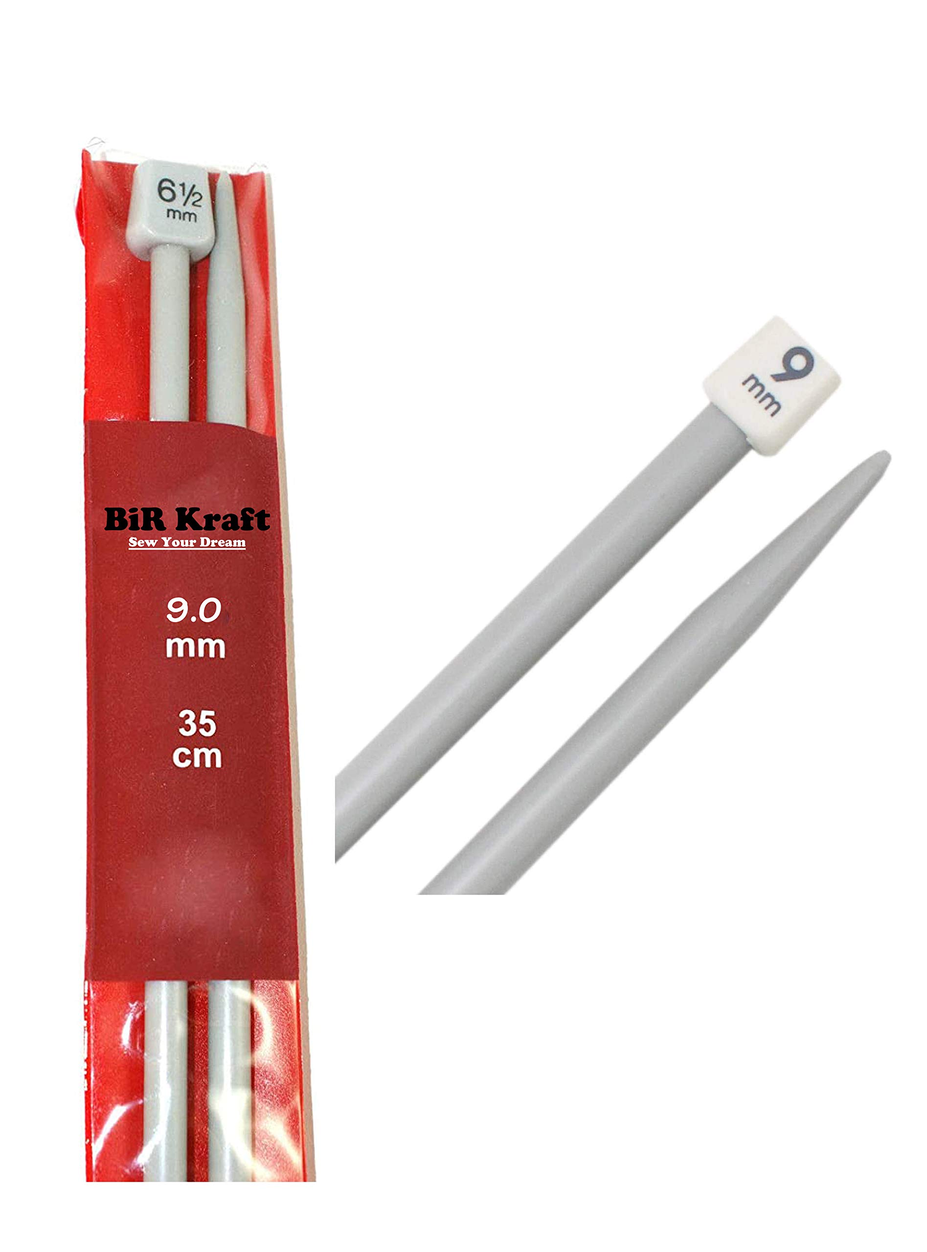 2 x Long Straight Plastic Knitting Needles (35cm) - Needle Diameter 5mm, 5.5mm, 6mm, 6.5mm, 7mm, 7.5mm, 8mm, 9mm and 10mm 2 x 2 .354 in