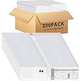 Zhehao 200 Pcs Poly Zip Envelopes Bulk, A6 Size Clear Plastic Pencil Pouch with Label Zipper, 9.2 x 4.7 Inch Reusable Bill File Bag for Cash, Money (White)
